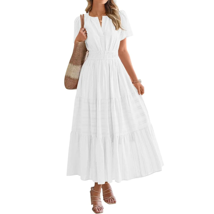 Delia – Flirty V-Neck Puff Sleeve Dress