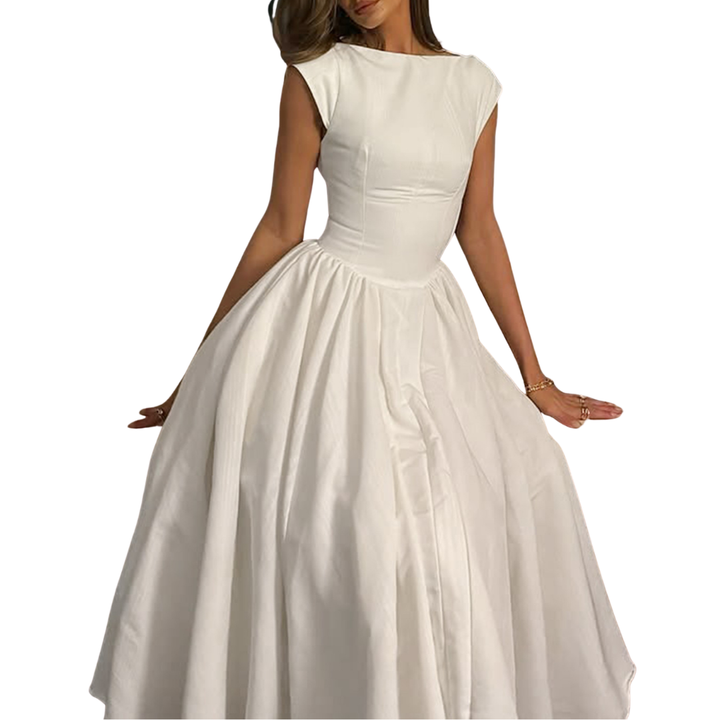 Angela – Chic Bardot Backless Maxi Dress