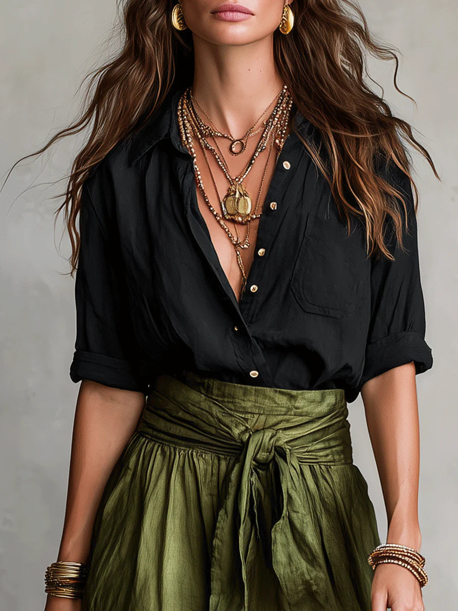 Serena – High-Waist Tie Midi Skirt