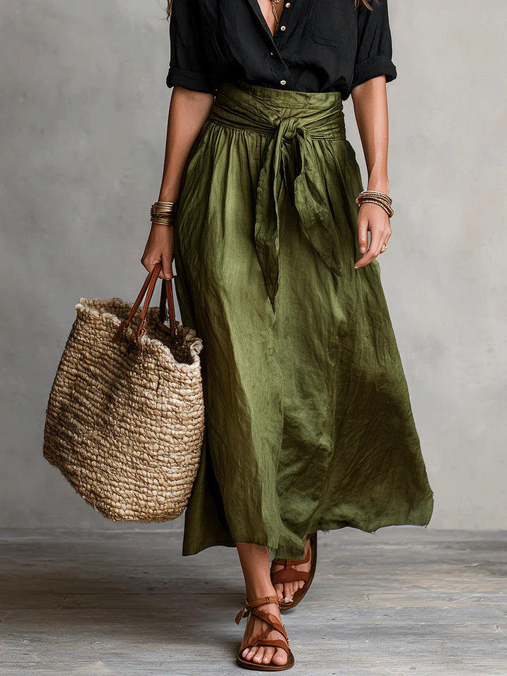 Serena – High-Waist Tie Midi Skirt