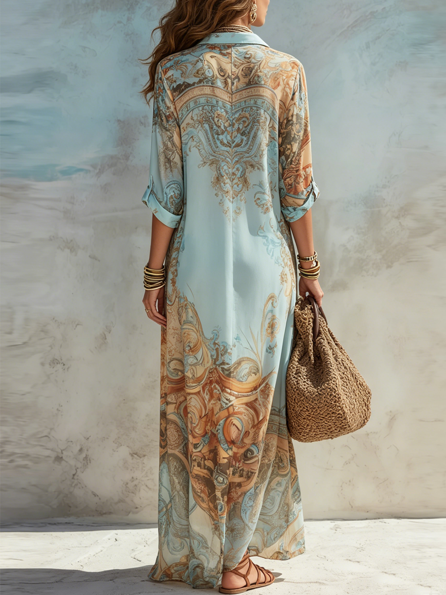 Lorna – Printed Maxi Shirt Dress
