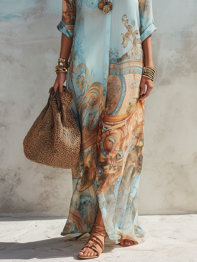 Lorna – Printed Maxi Shirt Dress
