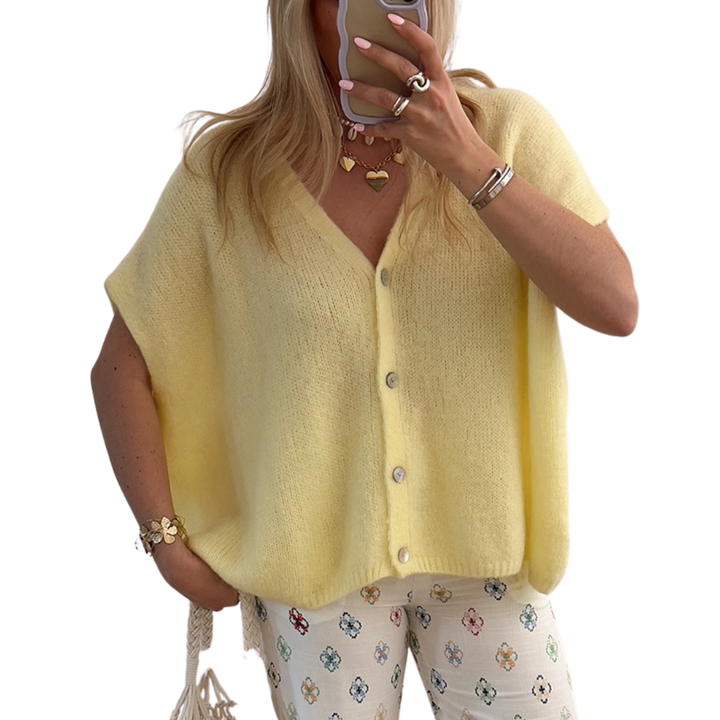 Anthea – Hollow Knit Short Sleeve Cardigan
