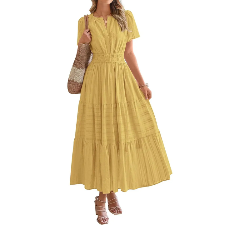 Delia – Flirty V-Neck Puff Sleeve Dress