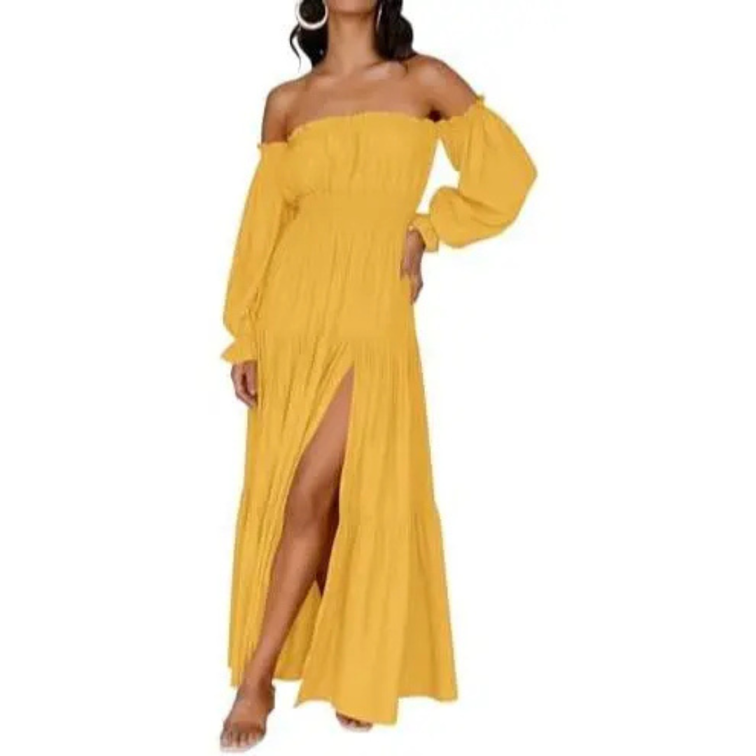 Stephanie – Bohemian Off-Shoulder Layered Maxi Dress
