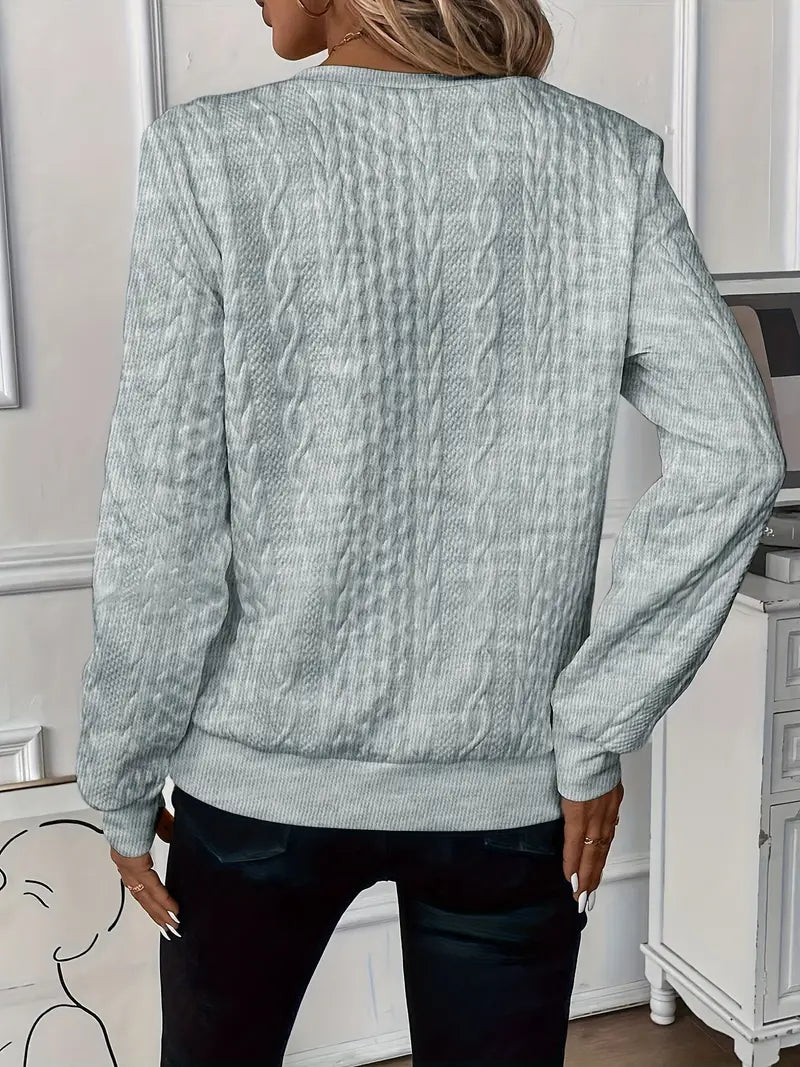 Frances – Bow Print Round Neck Knit Pullover