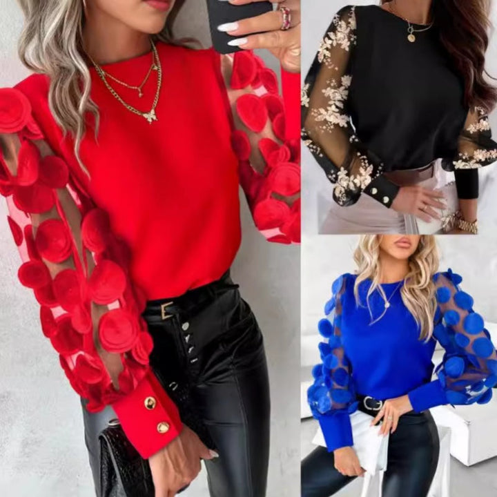 Mavis – Glamorous Mesh Sleeve Top