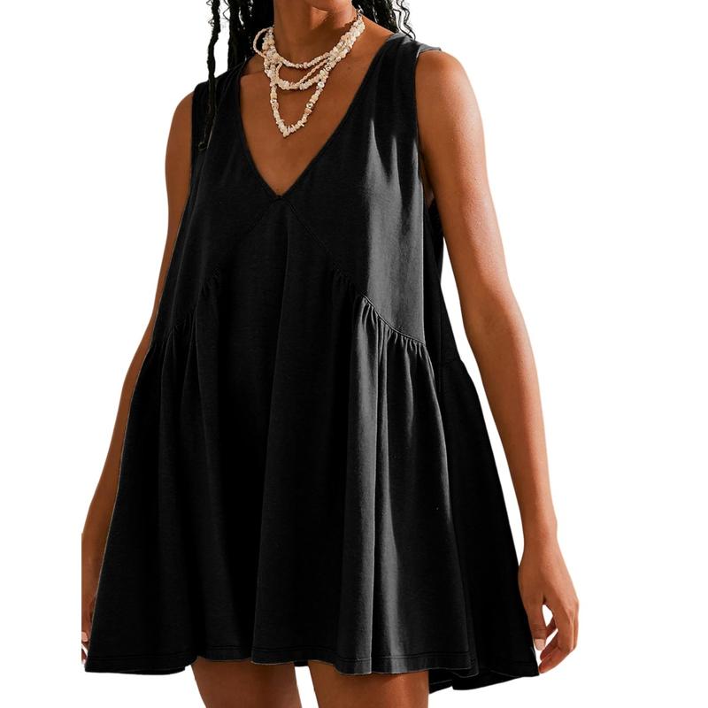 Danna – Casual V-Neck Flared A-Line Tank Dress