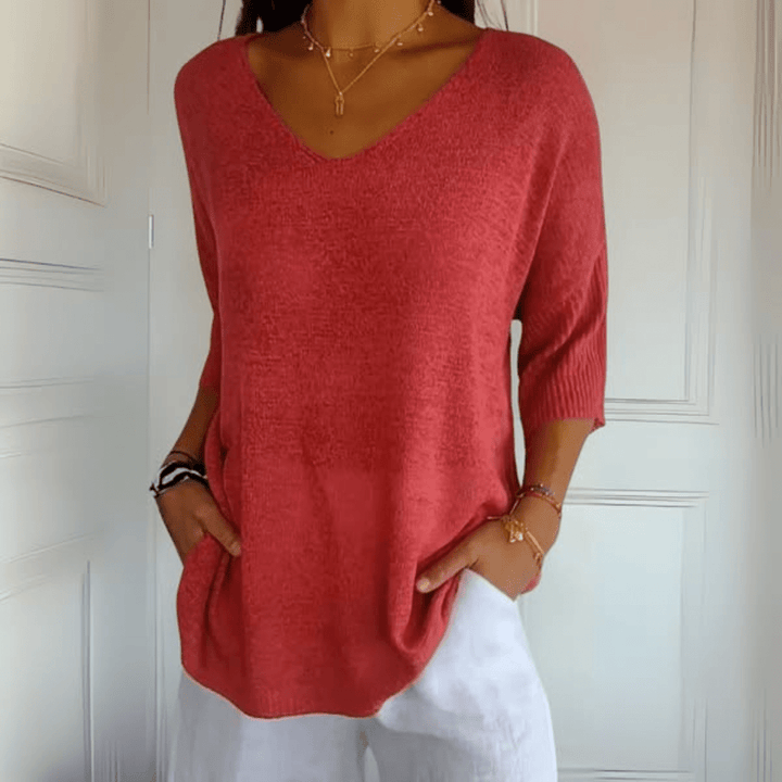 Constance – Knitted V-Neck Top