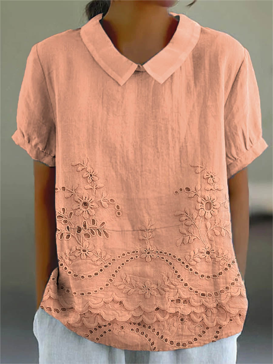 Constance – Floral Embroidered Collar Blouse