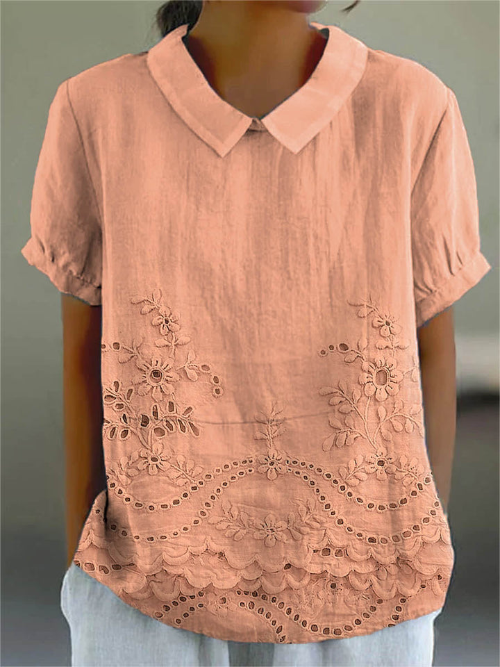 Constance – Floral Embroidered Collar Blouse