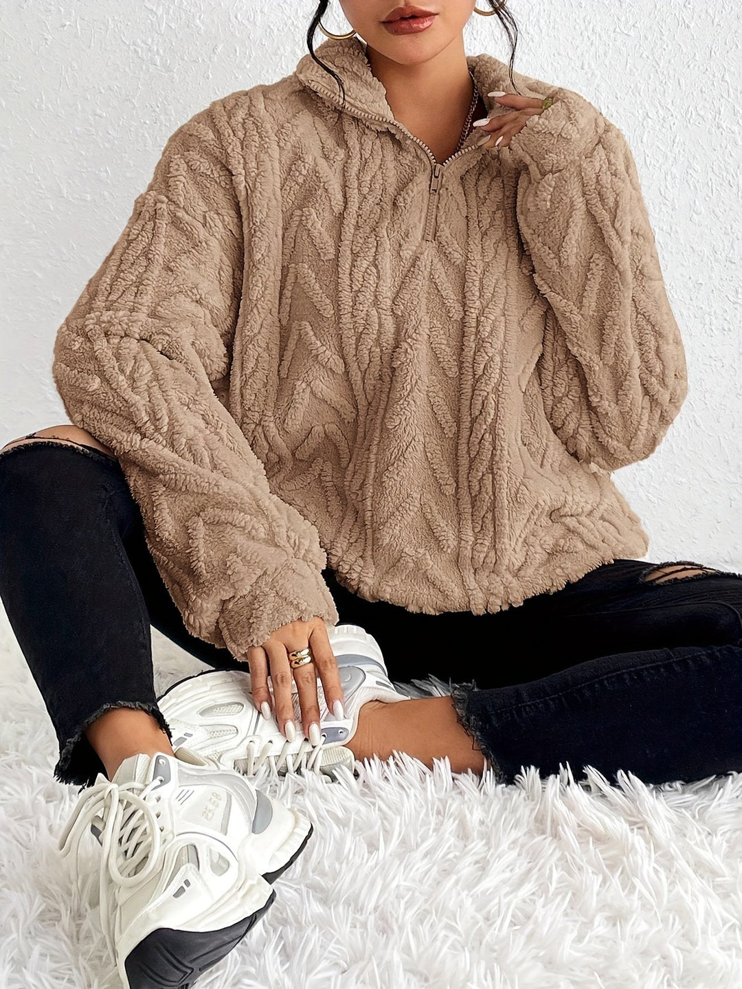 Heidi – Open Front Knit Cardigan with Cartoon Print