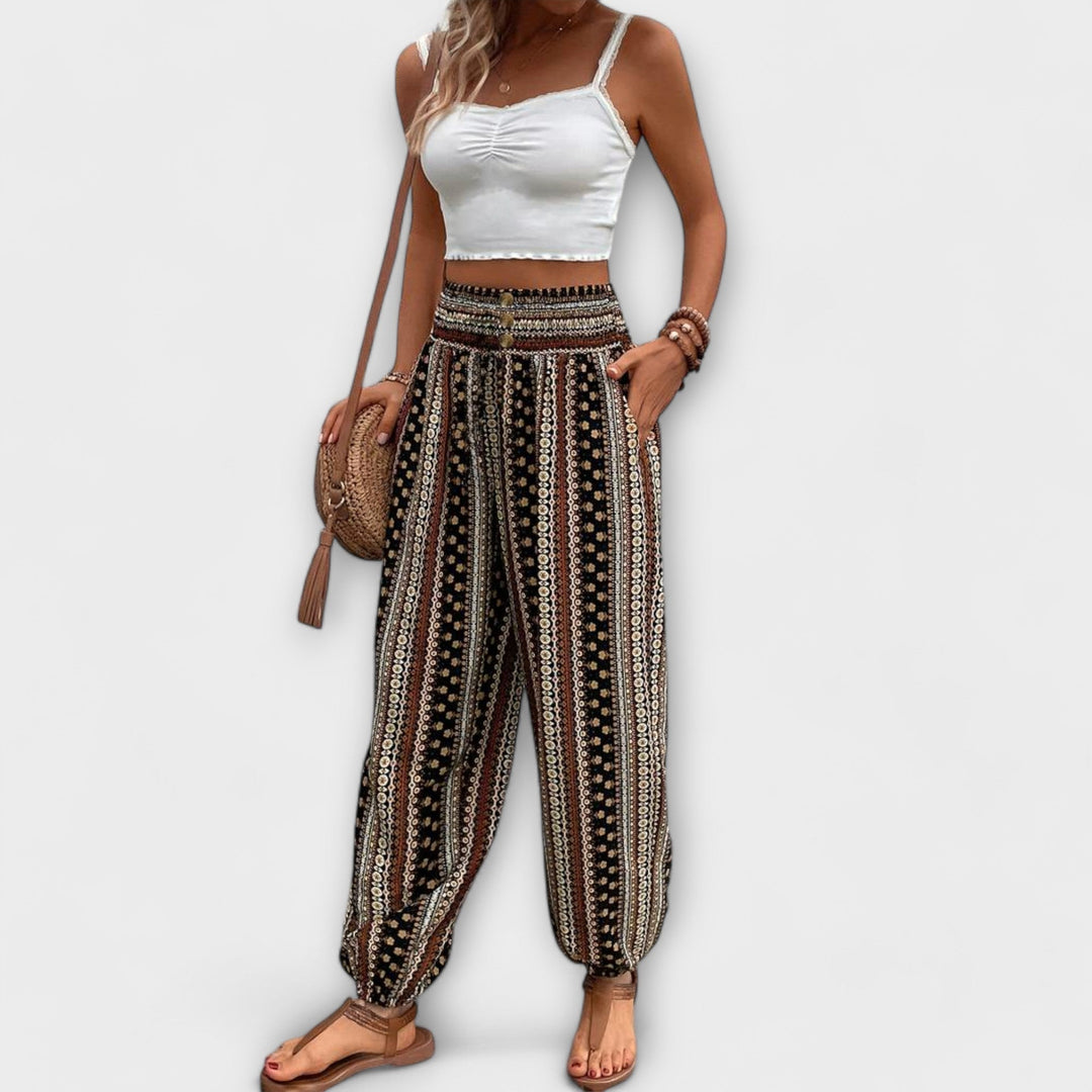 Zelora – Ethnic Graphic Wide-Leg Pants