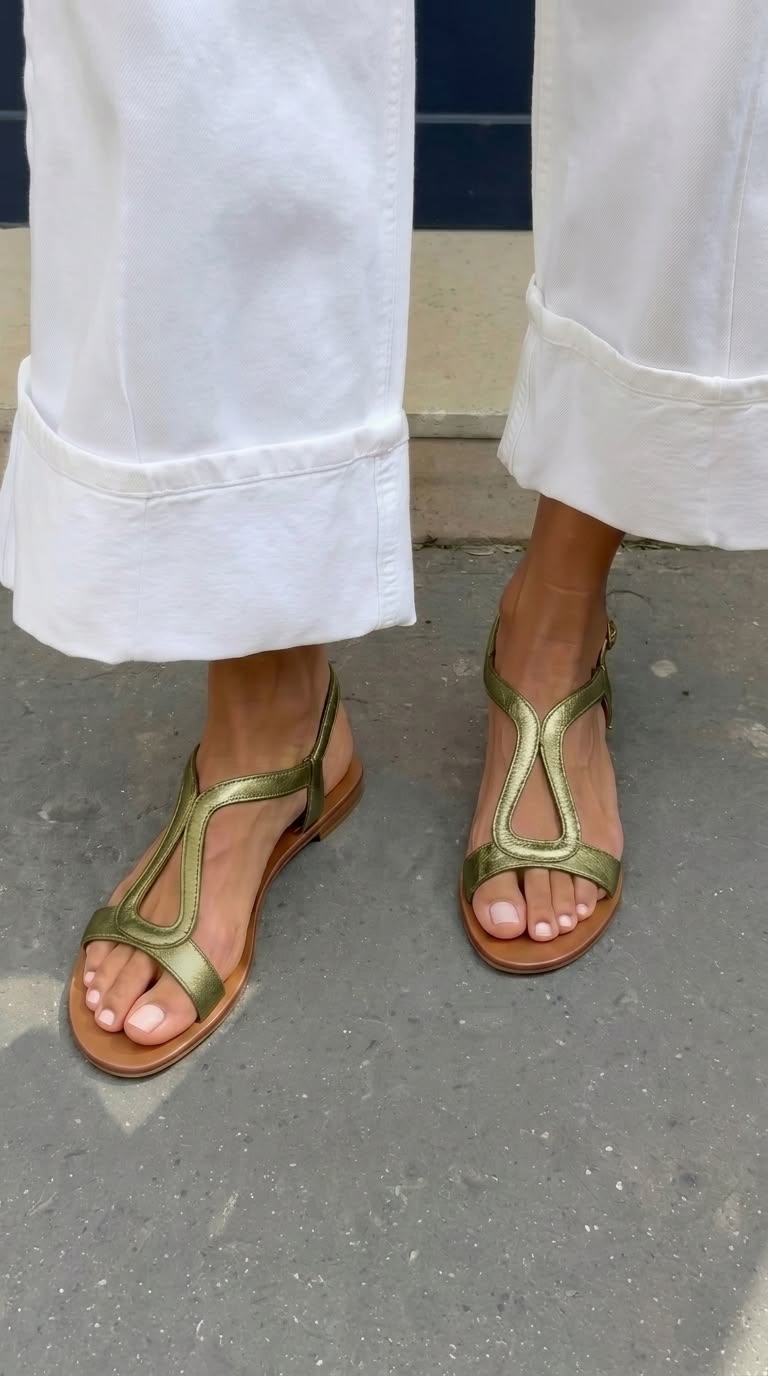 Madeleine – T-Bar Flat Slingback Sandals