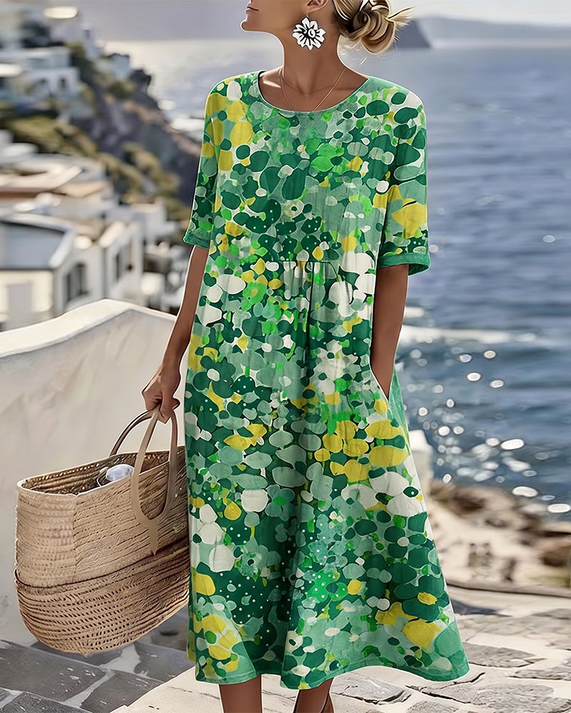 Elena – Floral Print Relaxed Midi Dress