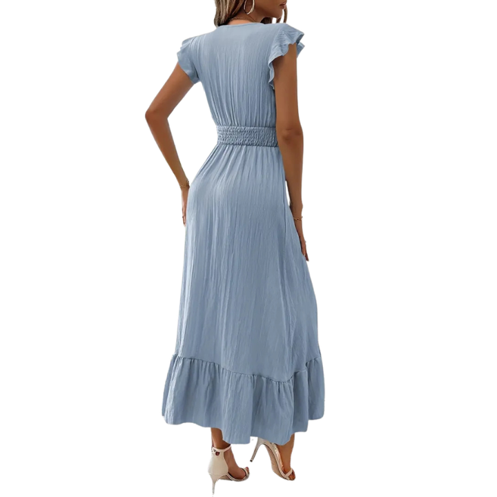 Teresa – Elegant Shirred V-Neck Maxi Dress