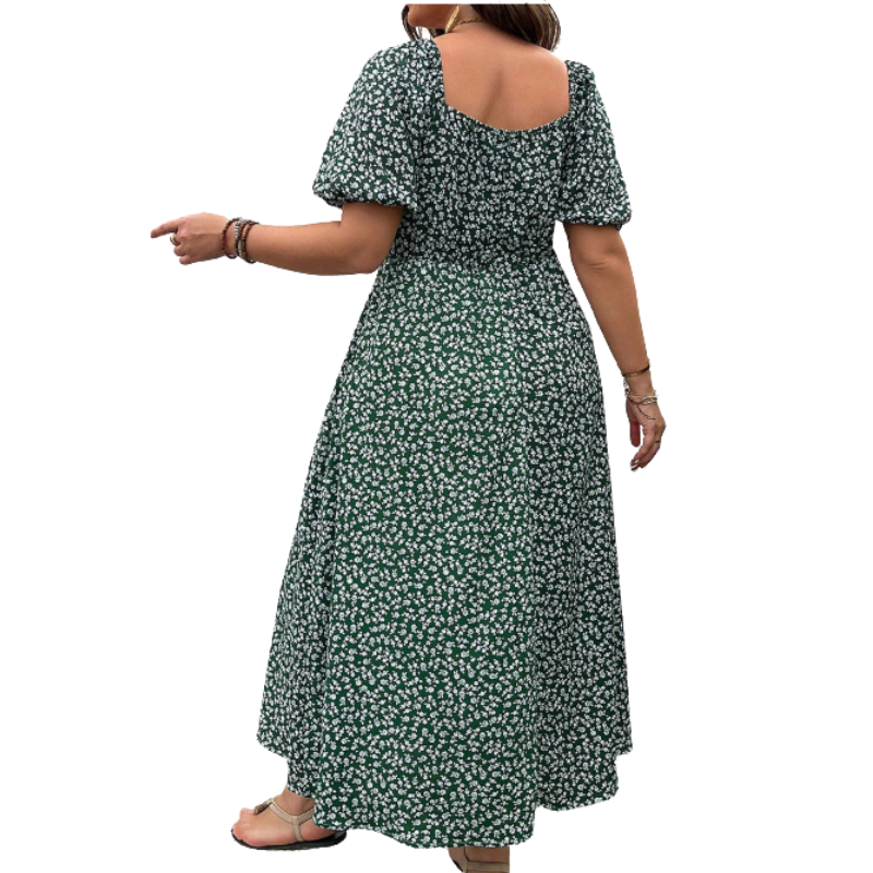 Sonia – Elegant Plus Size Tie Front Floral Dress