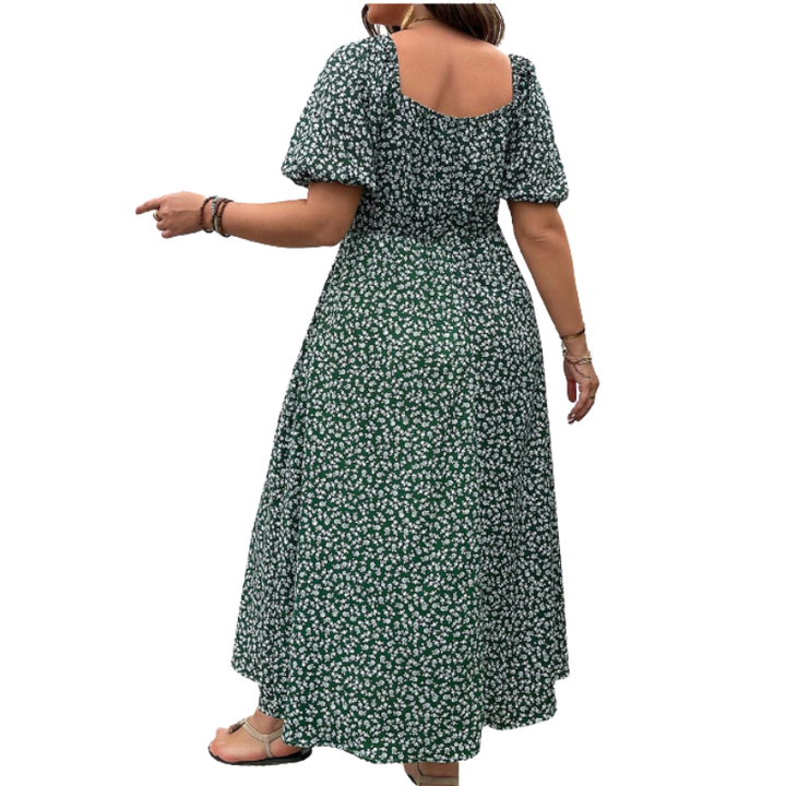 Sonia – Elegant Plus Size Tie Front Floral Dress