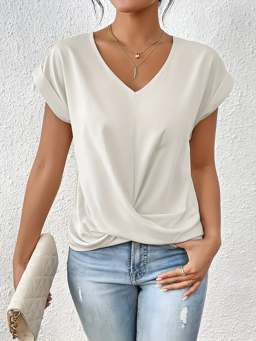 Brenda – Classic Twist Detail V-Neck Top