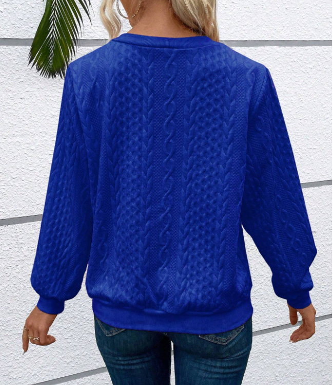 Frances – Bow Print Round Neck Knit Pullover