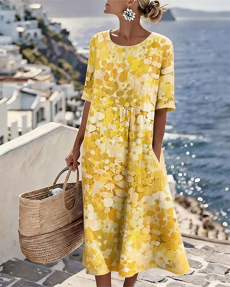Elena – Abstract Print Relaxed Midi Dress