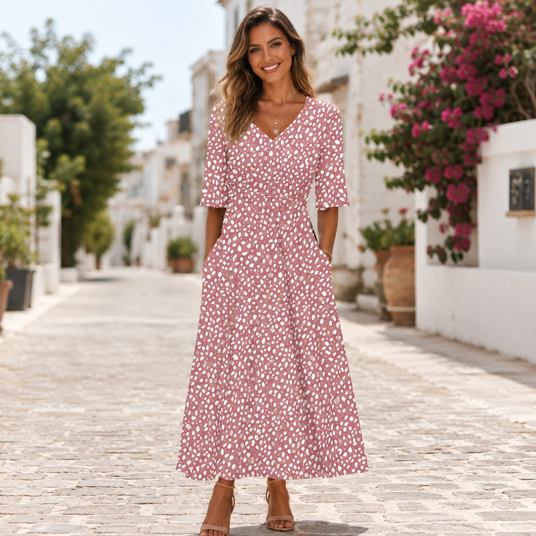 Francesca – Elegant Midi Dress with Tummy Concealing Design