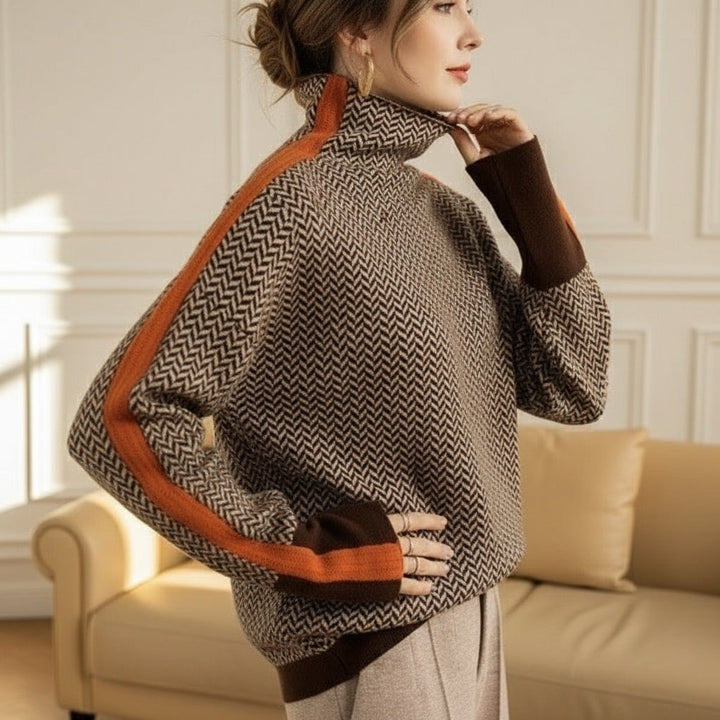 Eleanor – Herringbone Luxe Turtleneck
