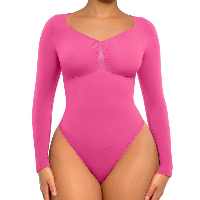 Jill – Seamless Shaping Long Sleeve Thong Bodysuit