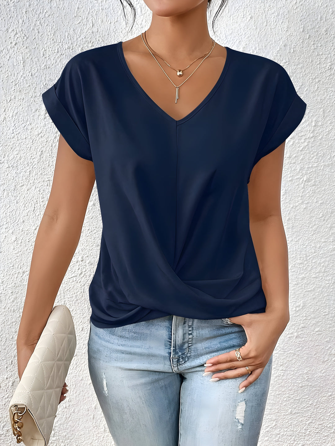 Brenda – Classic Twist Detail V-Neck Top