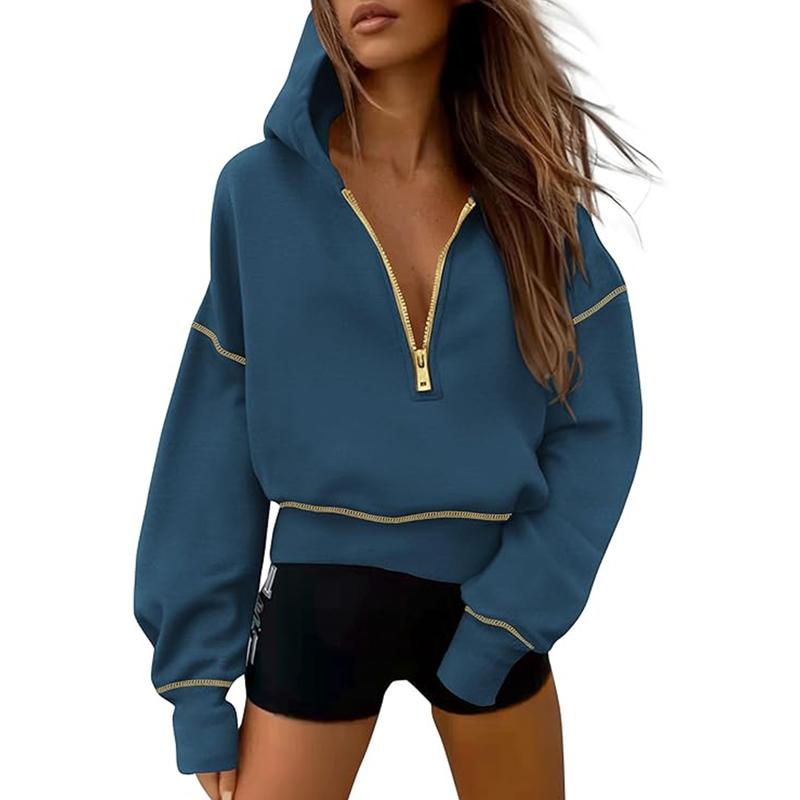 Ethel – Stylish Hooded Zip Sweatshirt with Stitching Detail