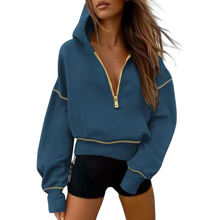 Ethel – Stylish Hooded Zip Sweatshirt with Stitching Detail