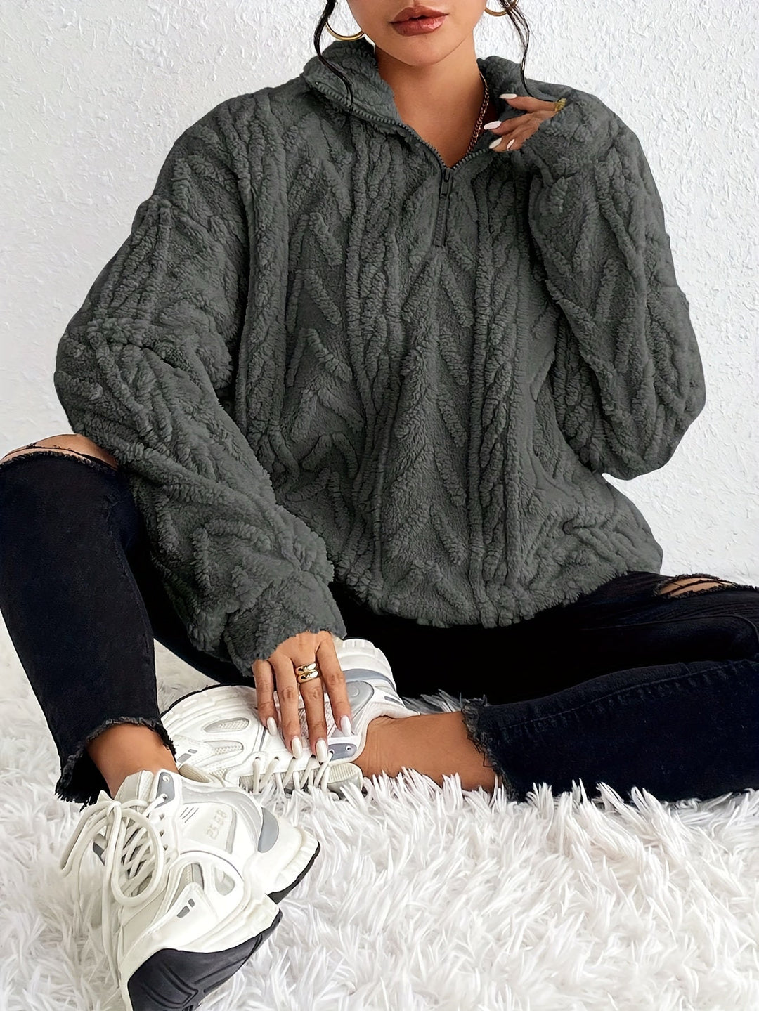 Heidi – Open Front Knit Cardigan with Cartoon Print