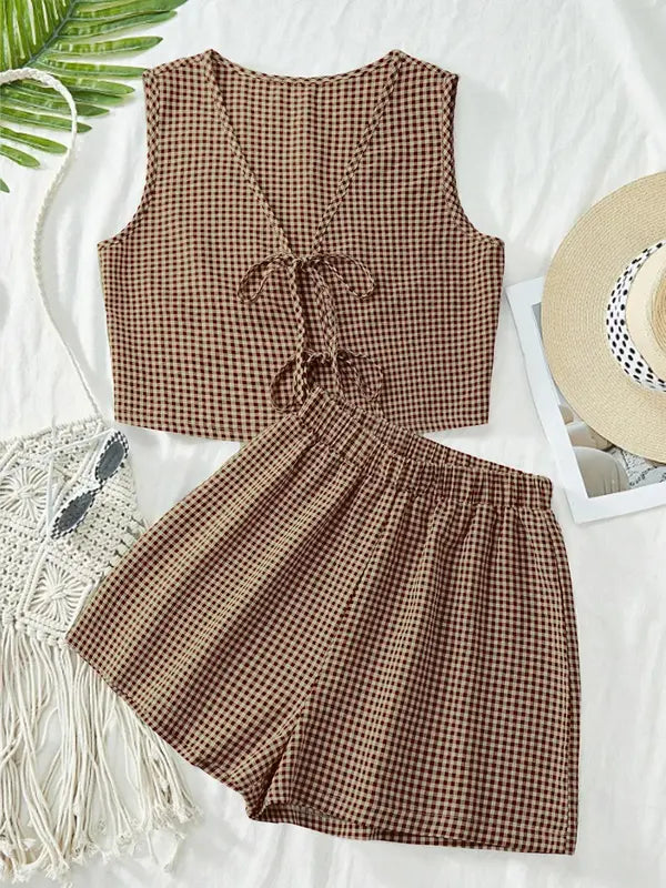 Eileen – Chic Summer Sleeveless Vest and High-Waist Shorts Set