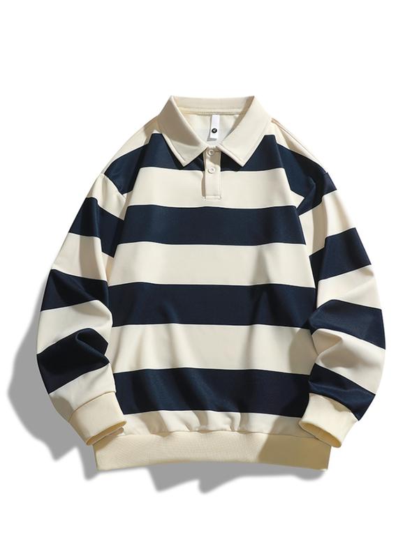 Zoe – Classic Striped Collar Long Sleeve Sweatshirt