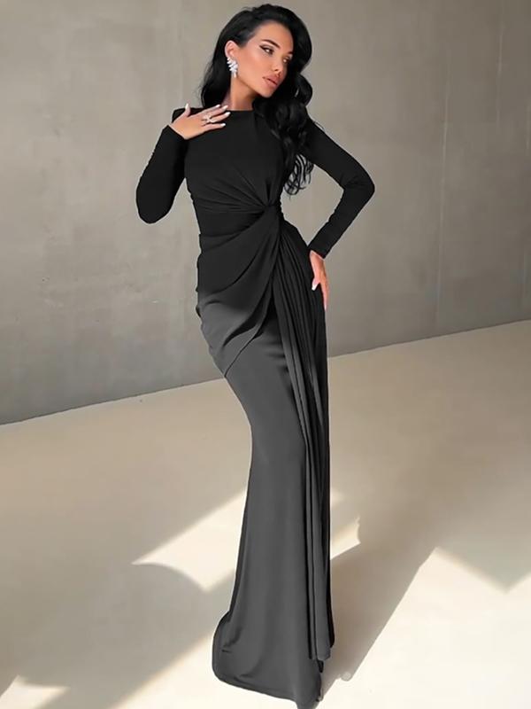 Anna – Elegant Ruched Padded Shoulder Bodycon Dress