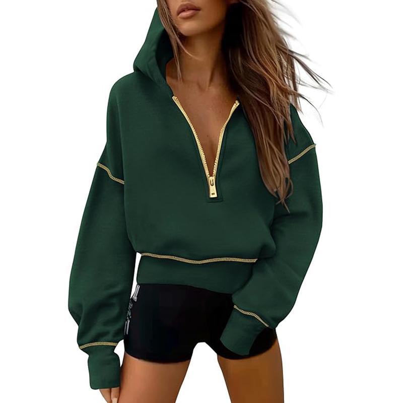 Ethel – Stylish Hooded Zip Sweatshirt with Stitching Detail