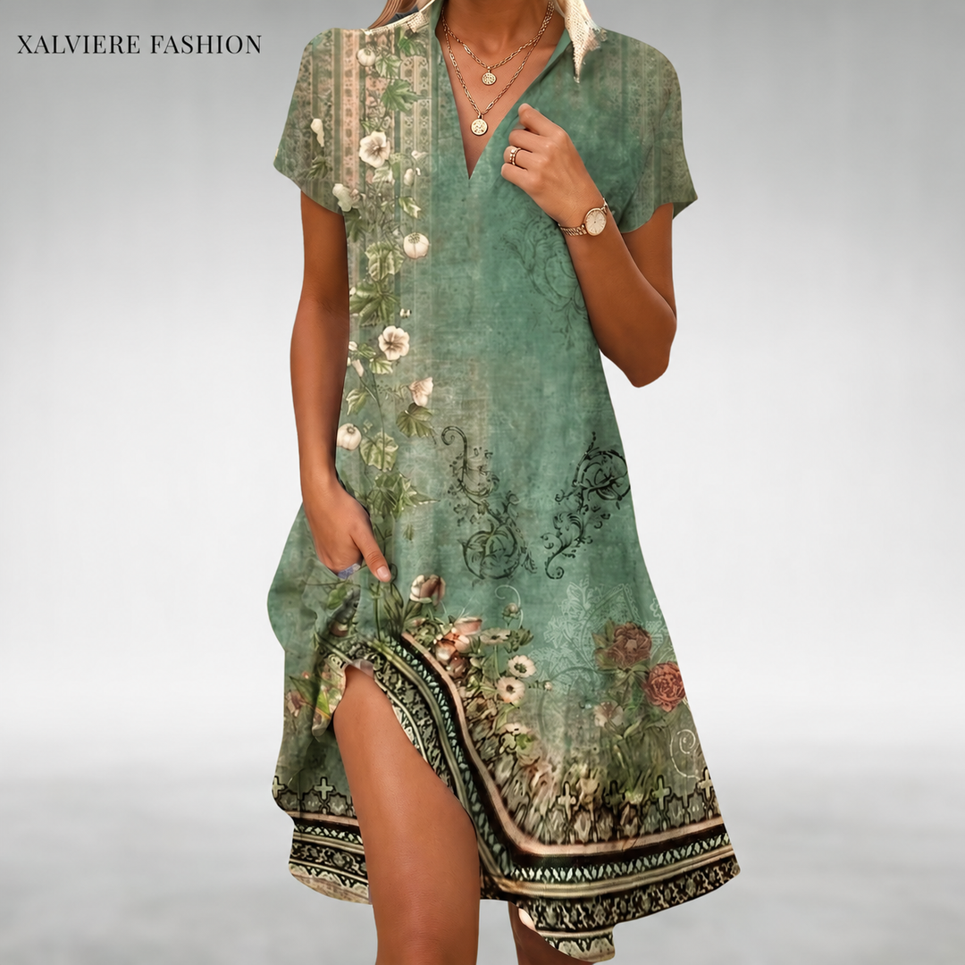Beverley – Floral Midi Dress with Flowing Silhouette