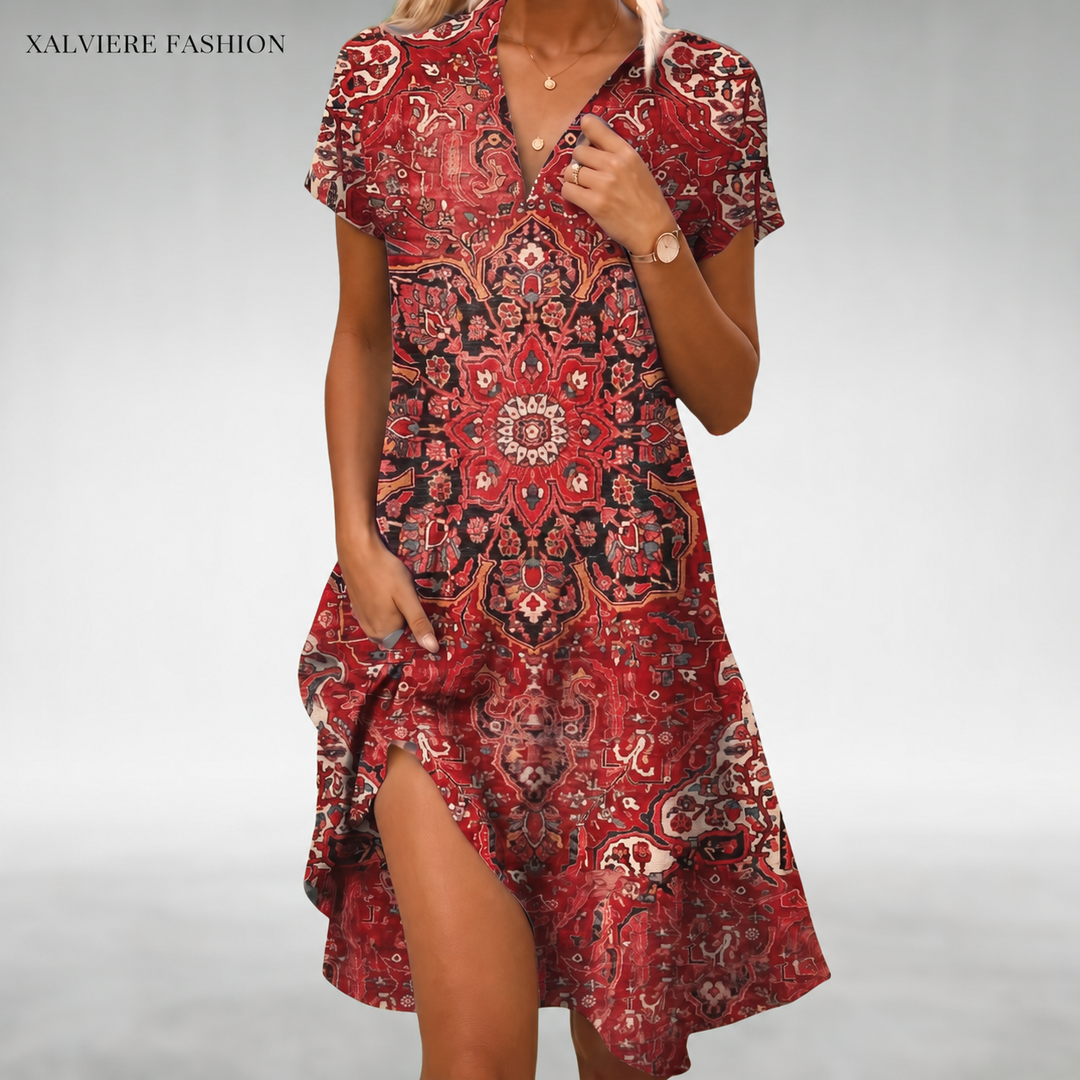 Beverley – Floral Midi Dress with Flowing Silhouette