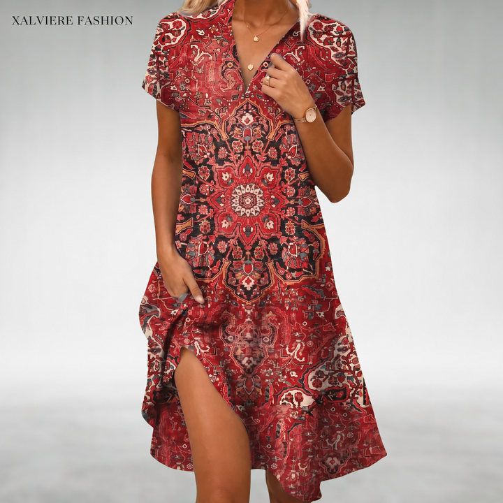 Beverley – Floral Midi Dress with Flowing Silhouette