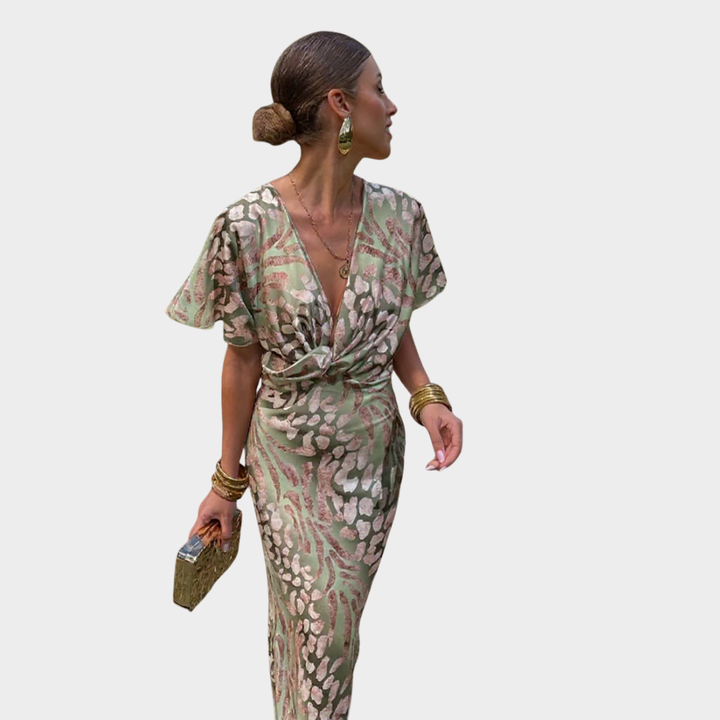 Valentina – Twist Knot Printed Midi Dress