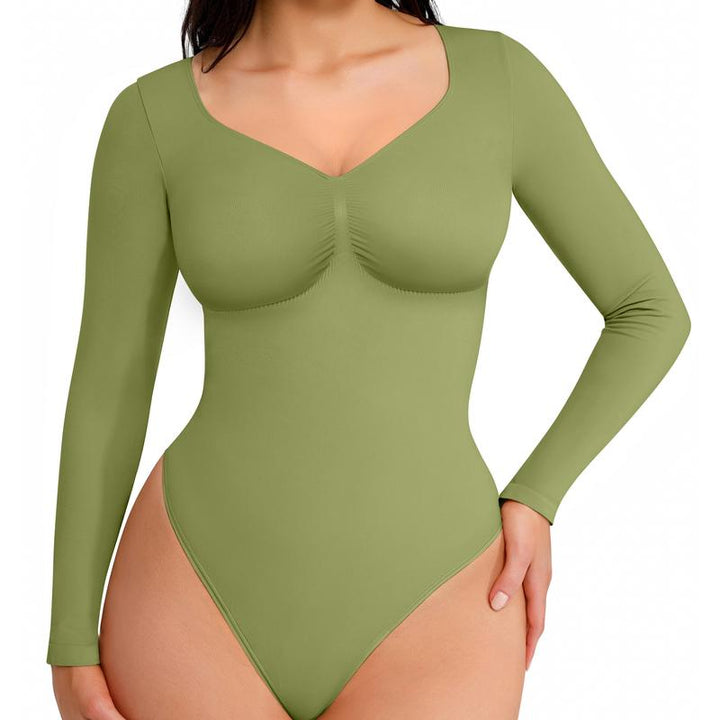 Jill – Seamless Shaping Long Sleeve Thong Bodysuit