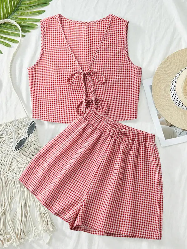 Eileen – Chic Summer Sleeveless Vest and High-Waist Shorts Set