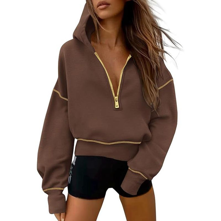 Ethel – Stylish Hooded Zip Sweatshirt with Stitching Detail