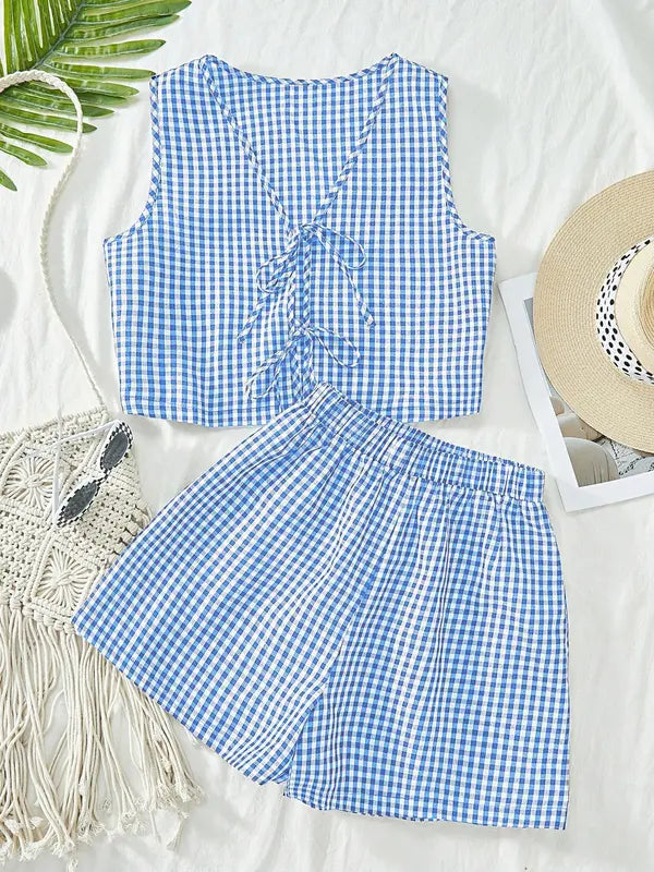 Eileen – Chic Summer Sleeveless Vest and High-Waist Shorts Set