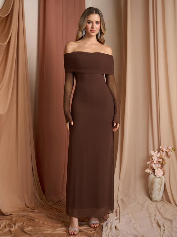 Deirdre – Off-Shoulder Ruched Sequin Bodycon Evening Gown