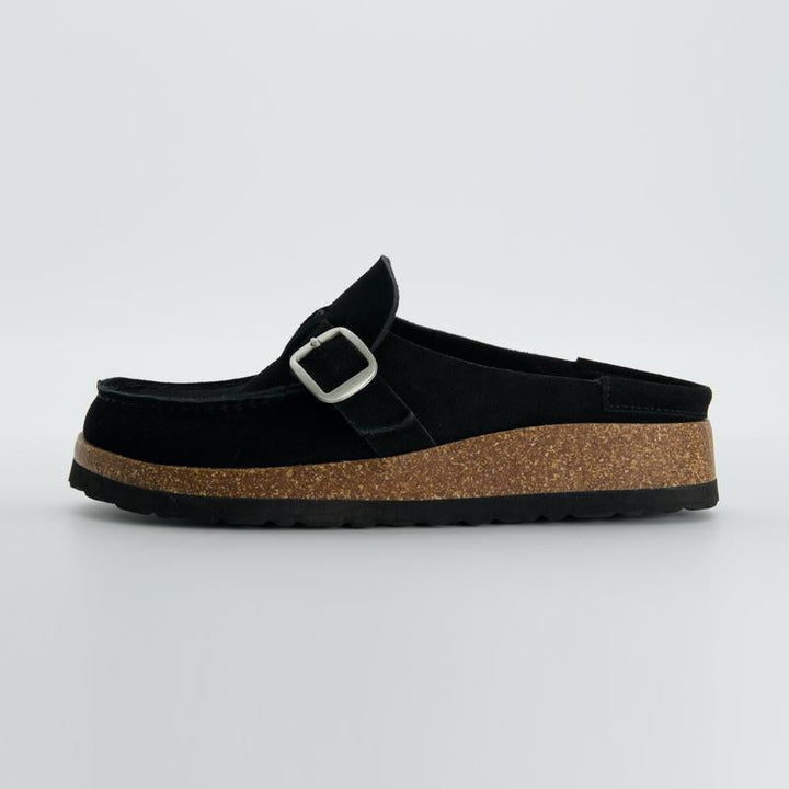 Elizabeth – Suede Cork Footbed Casual Slip-On Clogs