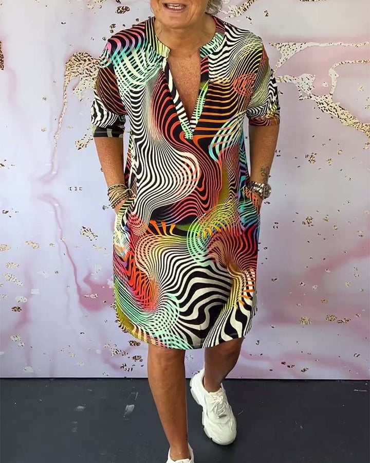 Deirdre – Colourful V-Neck Dress