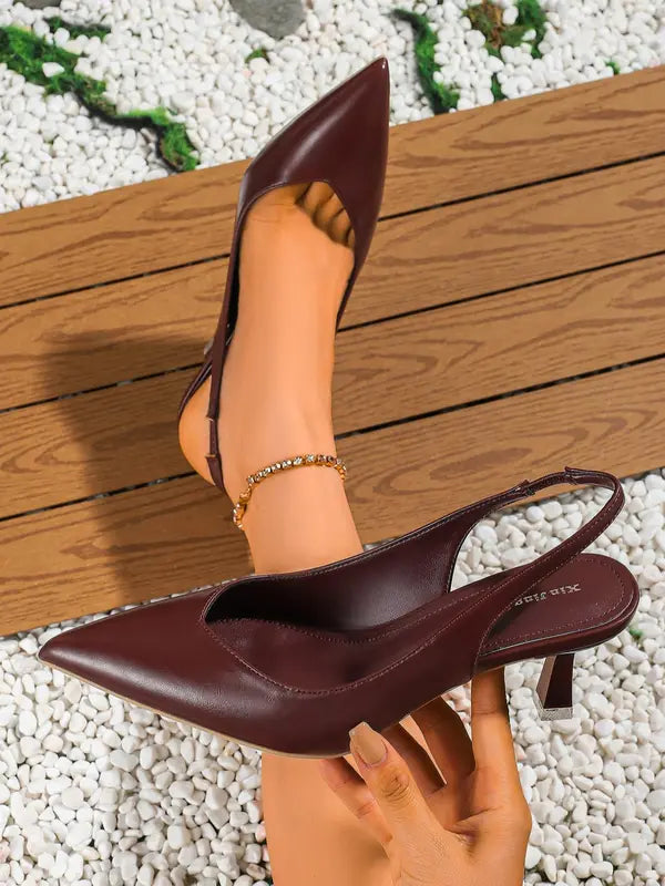 Stephanie – Leather Slingback Pointed Toe Pumps