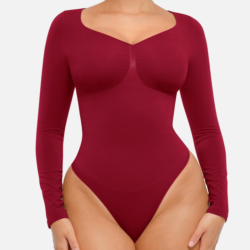 Jill – Seamless Shaping Long Sleeve Thong Bodysuit