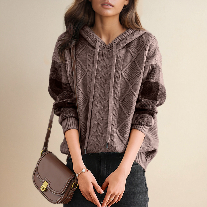Evangeline – Cable Knit Hoodie Sweater